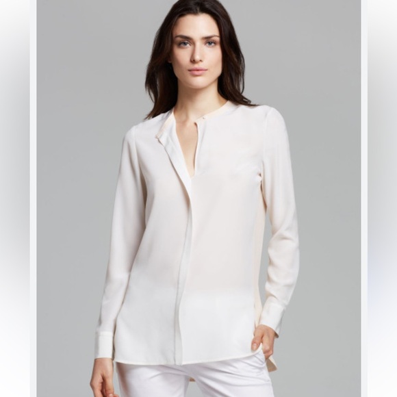 Vince 100% Silk Blouse Women’s Medium Cream Ivory Career Relaxed Quiet Luxury - Picture 1 of 9